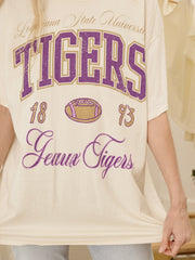 LSU Tigers Wave Arch Off White Thrifted Tee