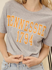 Tennessee Vols College Block Puff Ink Gray Cropped Tee