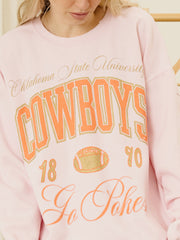 OSU Cowboys Wave Arch Pink Thrifted Sweatshirt