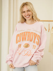 OSU Cowboys Wave Arch Pink Thrifted Sweatshirt