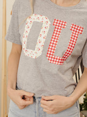 OU Sooners Quilted Puff Ink Gray Cropped Tee