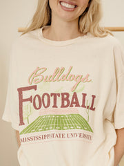 Mississippi State Bulldogs Football Field Off White Thrifted Tee