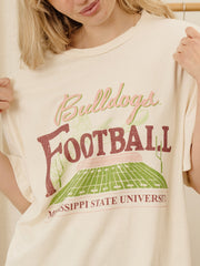 Mississippi State Bulldogs Football Field Off White Thrifted Tee