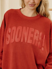 Sooners Mono Puff Ink Red Hi-Dive Oversized Crew Sweatshirt