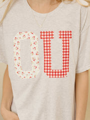 OU Sooners Quilted Puff Ink Ash Gray Thrifted Tee