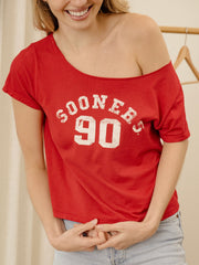 OU Sooners College Arch Red Off Shoulder Tee