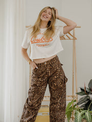 OSU Cowboys Football Stencil Off White Cropped Tee