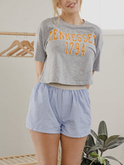 Tennessee Vols College Block Puff Ink Gray Cropped Tee