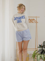 KU Jayhawks College Block Puff Ink Gray Mock Neck Hi-Dive Sweatshirt