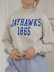 KU Jayhawks College Block Puff Ink Gray Mock Neck Hi-Dive Sweatshirt