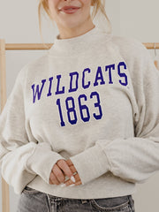 KSU Wildcats College Block Puff Ink Gray Mock Neck Hi-Dive Sweatshirt