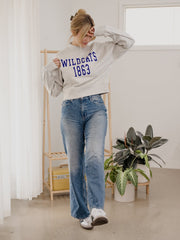KSU Wildcats College Block Puff Ink Gray Mock Neck Hi-Dive Sweatshirt