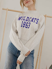 KSU Wildcats College Block Puff Ink Gray Mock Neck Hi-Dive Sweatshirt