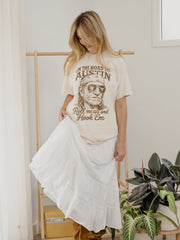 Willie Nelson Roll Me Up & Hook Em Off White Thrifted Tee