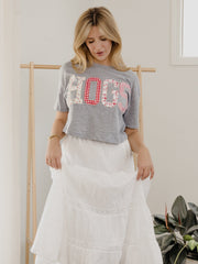 Hogs Quilted Puff Ink Gray Cropped Tee