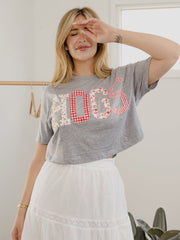 Hogs Quilted Puff Ink Gray Cropped Tee