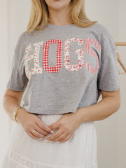 Hogs Quilted Puff Ink Gray Cropped Tee