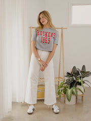 Nebraska Huskers College Block Puff Ink Gray Cropped Tee