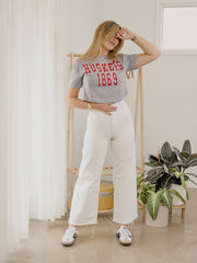 Nebraska Huskers College Block Puff Ink Gray Cropped Tee