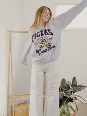LSU Tigers Patches 25 Ash Gray Thrifted Sweatshirt