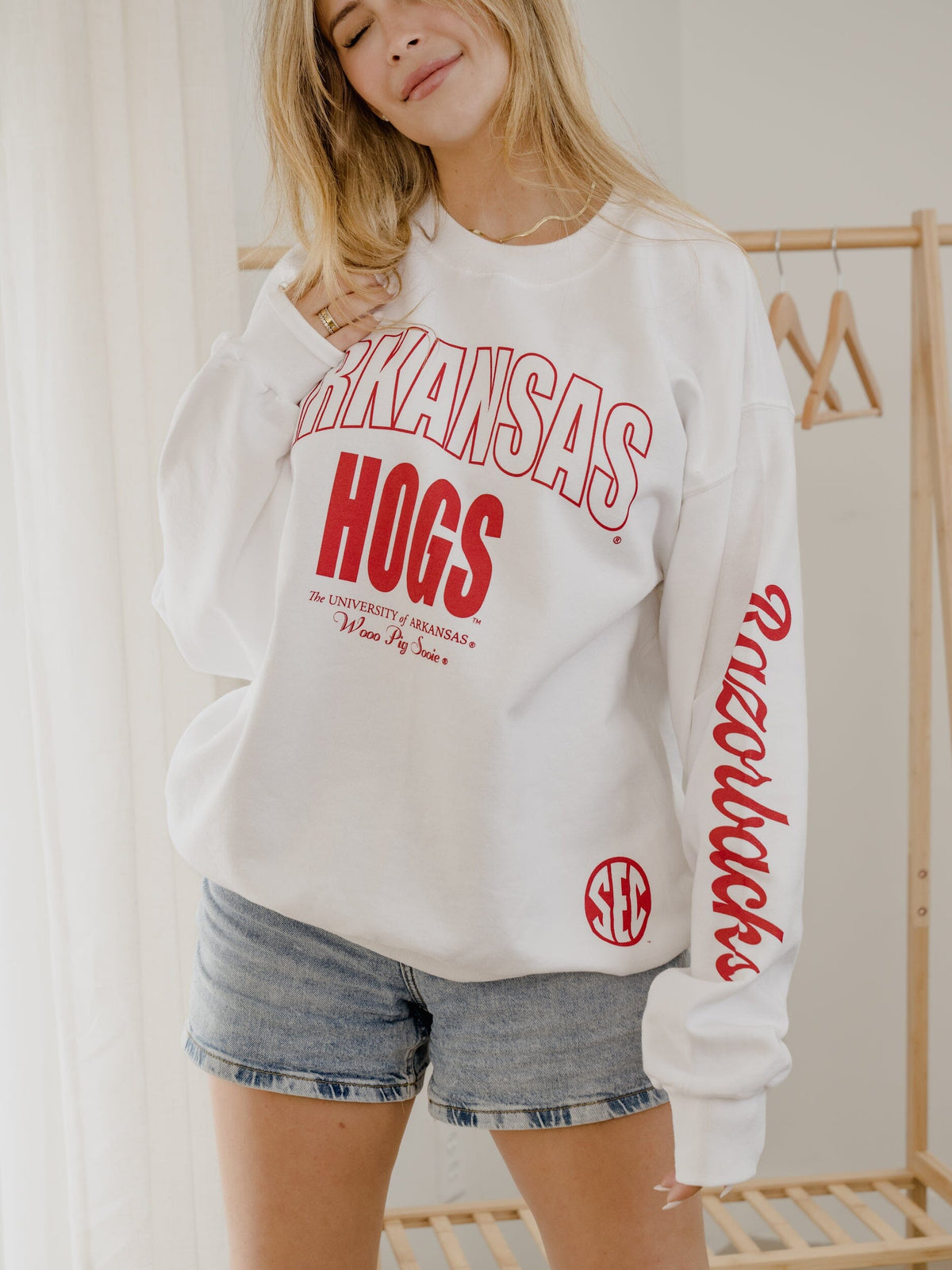 Arkansas Razorbacks SEC Sporty White Sweatshirt