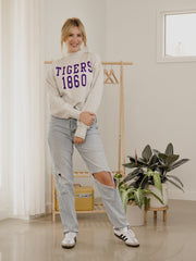 LSU Tigers College Block Puff Ink Gray Mock Neck Hi-Dive Sweatshirt