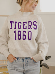 LSU Tigers College Block Puff Ink Gray Mock Neck Hi-Dive Sweatshirt