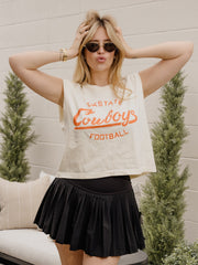 OSU Cowboys Football Stencil Off White Tank
