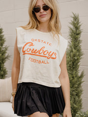 OSU Cowboys Football Stencil Off White Tank