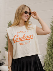 OSU Cowboys Football Stencil Off White Tank