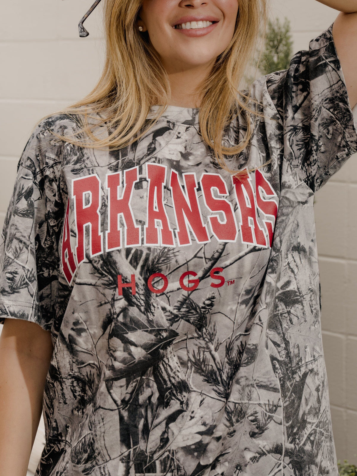 Arkansas Razorbacks Filled Gault Black/White Camouflage Tee