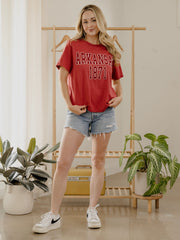 Arkansas Razorbacks College Block Puff Ink Red Ellie Perfect Tee
