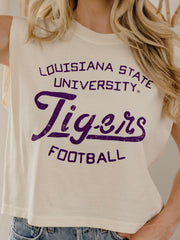 LSU Tigers Football Stencil Off White Tank