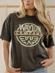 Waylon Jennings Logo Puff Ink Smoke Hi Dive Tee