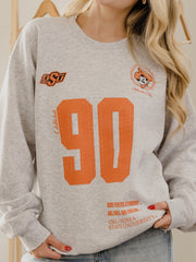 OSU Cowboys Crest Stamp Ash Gray Thrifted Sweatshirt