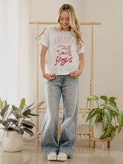 Arkansas Razorbacks Club Mascot White Ellie Perfect Tee