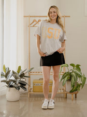 OSU Cowboys Quilted Puff Ink Ash Gray Thrifted Tee