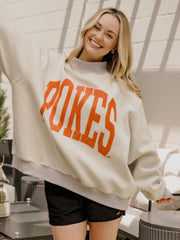 OSU Pokes Tall Boy Gray Mock Neck Reversible Sweatshirt