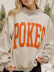 OSU Pokes Tall Boy Gray Mock Neck Reversible Sweatshirt