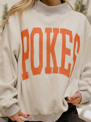 OSU Pokes Tall Boy Gray Mock Neck Reversible Sweatshirt