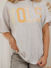 Vols Quilted Puff Ink Ash Gray Thrifted Tee