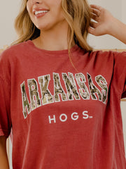 Arkansas Razorbacks Camo Filled Gault Cardinal Tee