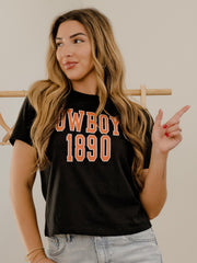 OSU Cowboys College Block Puff Ink Black Ellie Perfect Tee