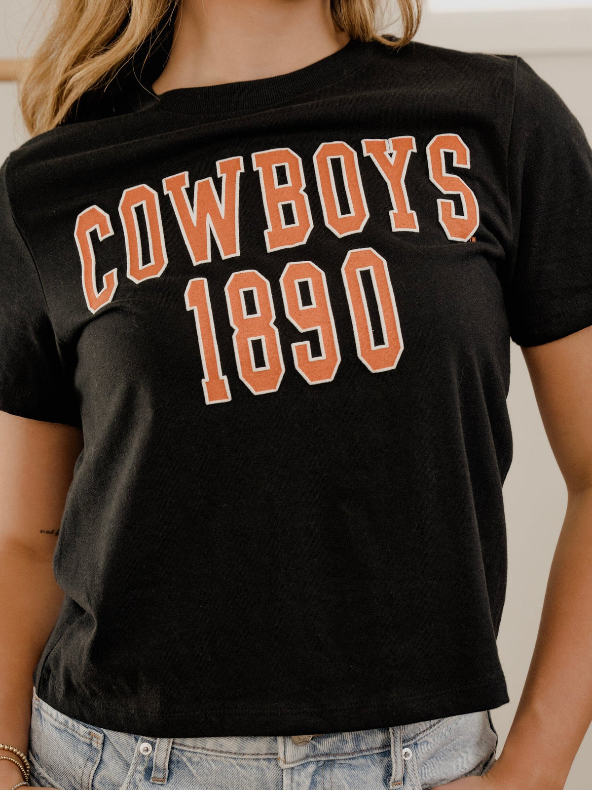 OSU Cowboys College Block Puff Ink Black Ellie Perfect Tee