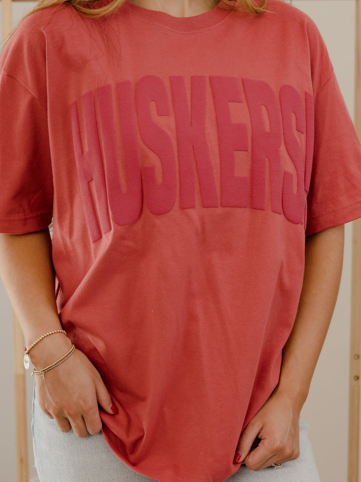 Nebraska Huskers Mono Puff Ink Red Heavyweight Tee
