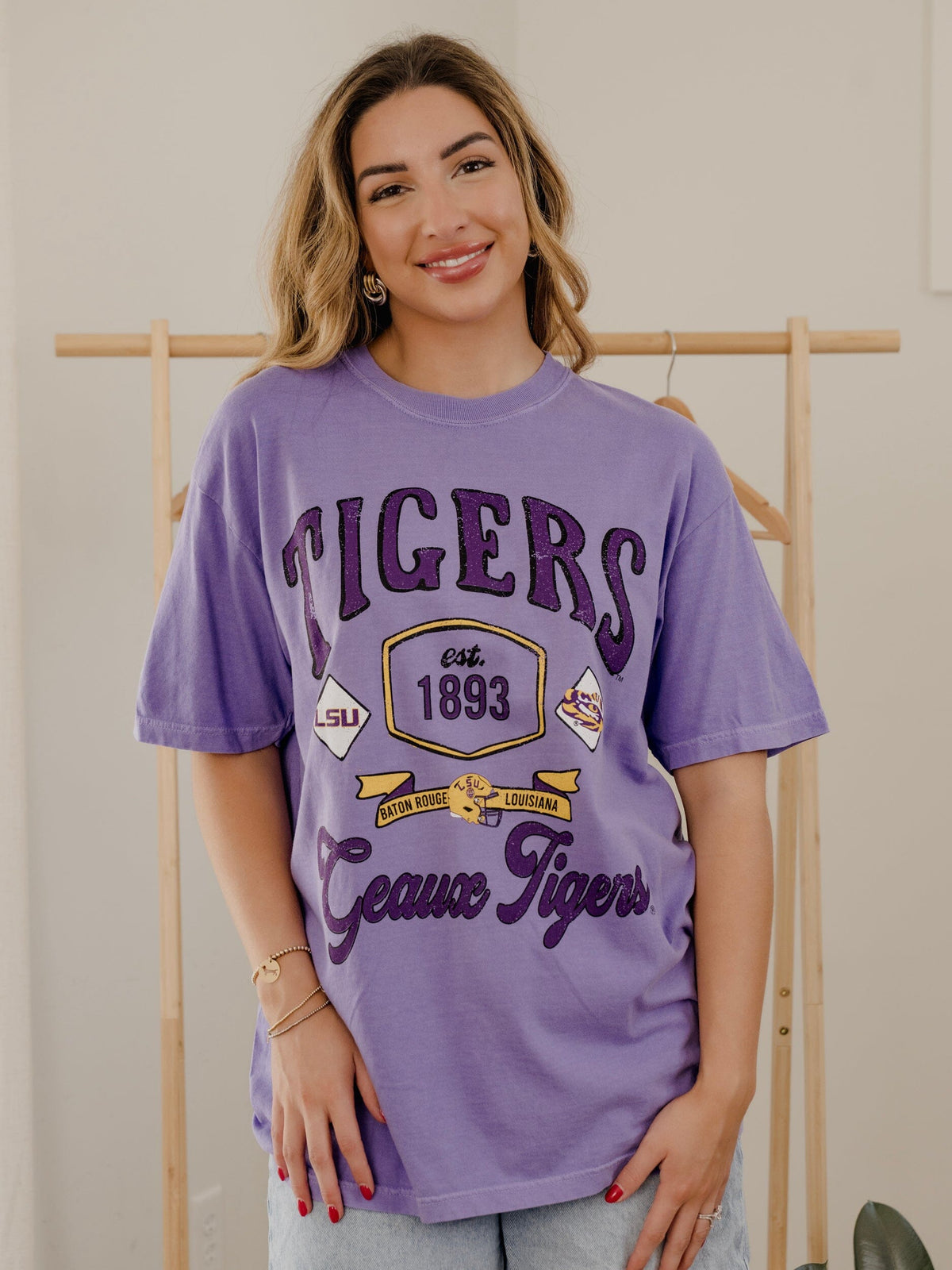 LSU Tigers Patches 25 Violet Tee