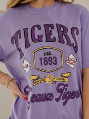 LSU Tigers Patches 25 Violet Tee