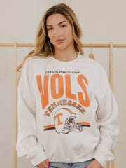 Vols Established Date Helmet White Thrifted Sweatshirt