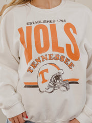 Vols Established Date Helmet White Thrifted Sweatshirt
