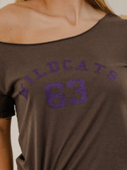 KSU Wildcats College Arch Black Off Shoulder Tee
